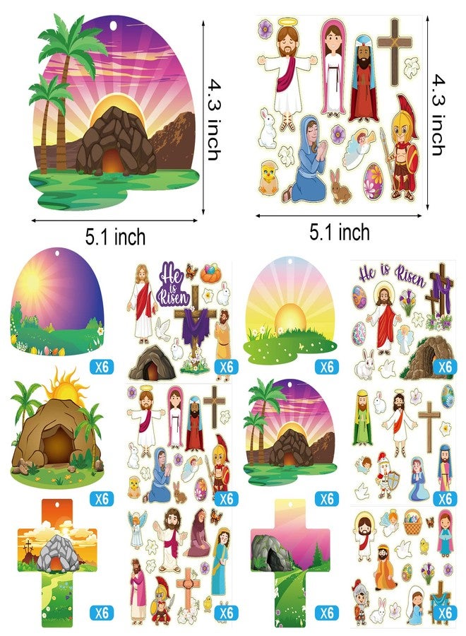 Outus 72 Sheets Make an Easter Sticker He Lives Scenes Craft Kit Resurrection Stickers Jesus Cross He is Risen Scene Sunday Craft for Party Game Easter Art DIY Project Supplies - Image 2
